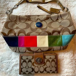 Coach purse with matching wallet.